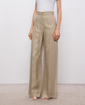 Max Mara OLIVI beige silk pants MXEOLIVI