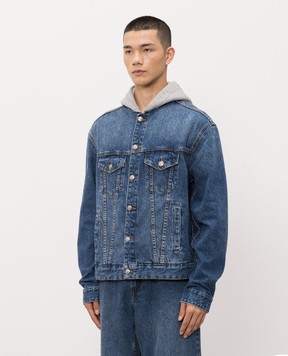 Palm Angels Blue denim jacket with hood PMYE05CS26DEN005