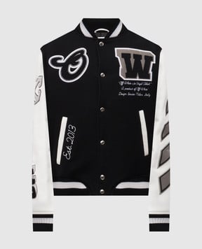 Off-White Black logo combination bomber jacket 44MJA122C9L005