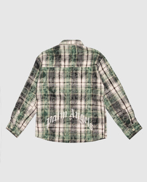 Palm Angels Children's green checked shirt F6PAJBSI132