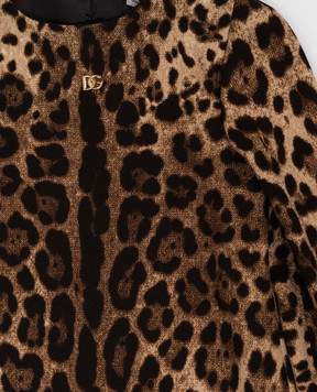Dolce&Gabbana Children's brown wool dress with animal print L54DK7FS2A3