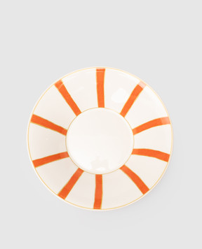 Geminiano Cozzi 1765 White porcelain soup plate Striche Arancio e Oro TTCMI01229053