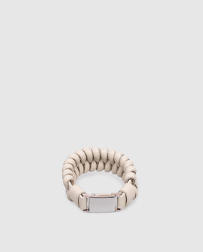 Peserico Beige leather bracelet with monil chain E35519C0CC818