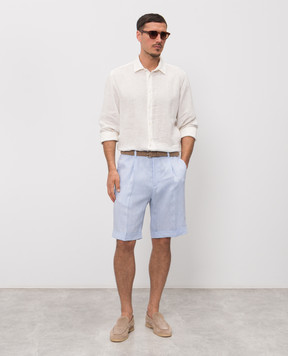 Herno Blue linen shorts with lapels PT000191U17158