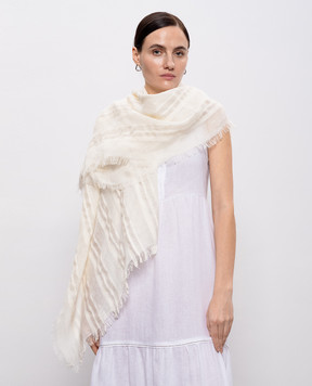 Peserico White striped linen scarf S31546C0CC827