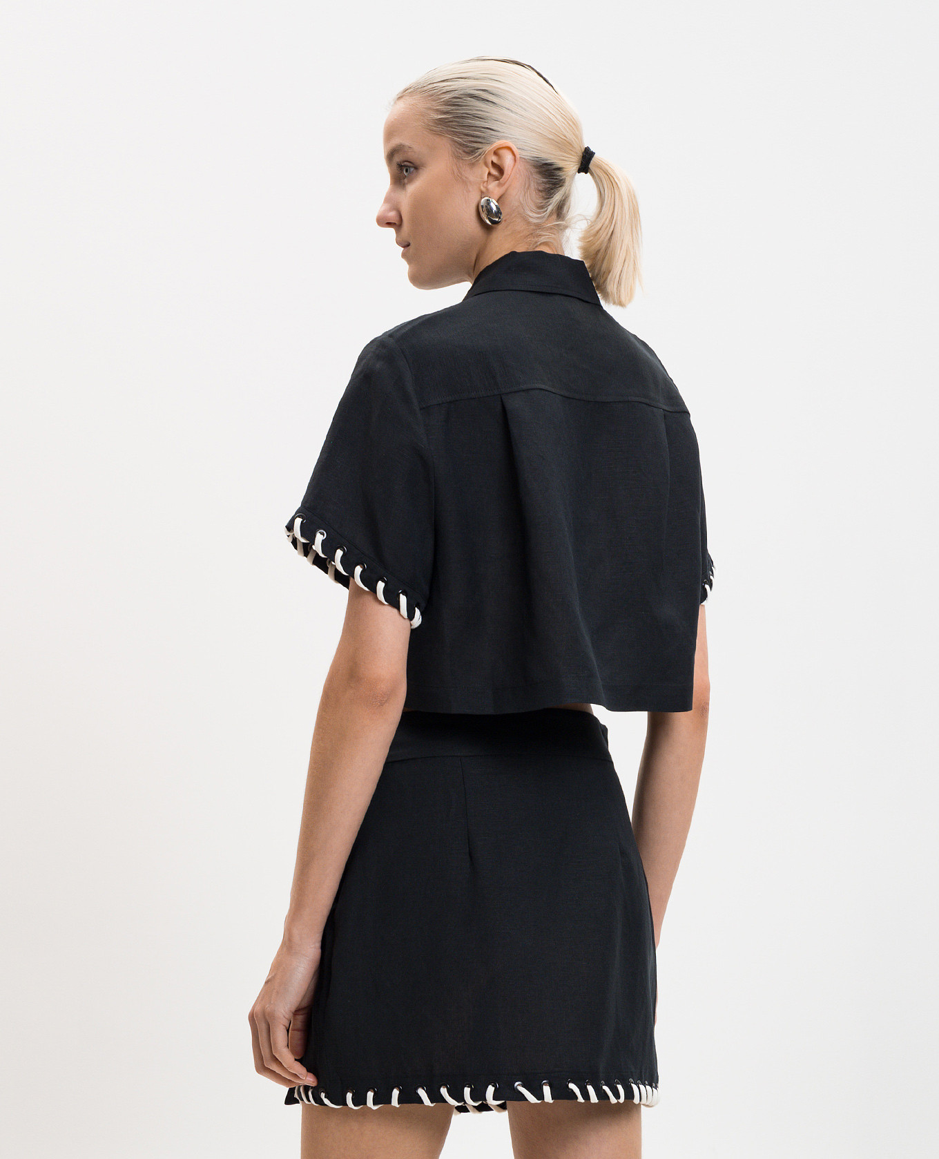 

Black cropped linen shirt Simkhai