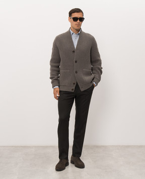 Stefano Ricci Gray cashmere cardigan K606423CS7F26309