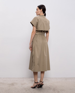 Peserico Khaki shirt dress with chain A02564A01979