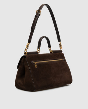 Dolce&Gabbana My Sicily brown suede bag with logo BB7782BO903