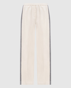 Peserico Ivory striped sweatpants A04864J0B5033