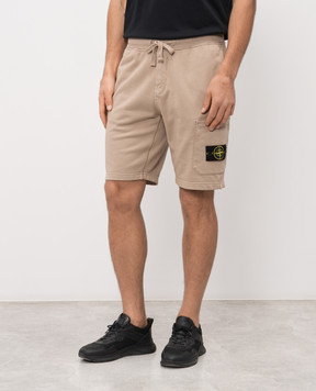 Stone Island Beige shorts with logo patch L1S156200011S0051