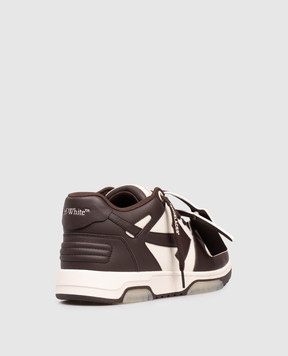 Off-White Out Of Office brown leather sneakers OMIA189C99LEA007