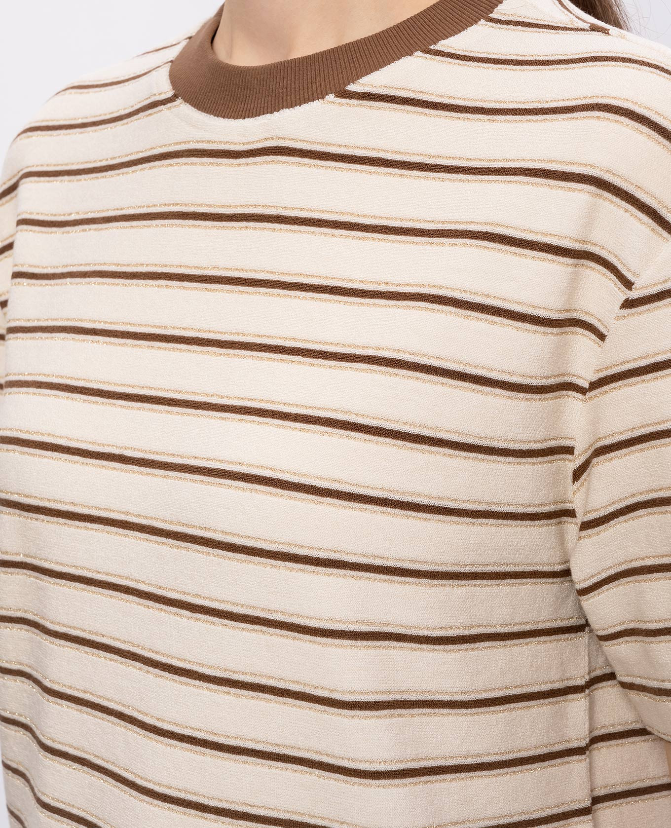 

Beige striped silk T-shirt Brunello Cucinelli