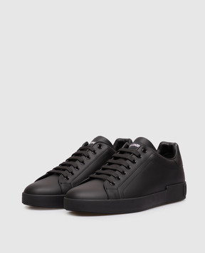 Dolce&Gabbana Black leather Portofino sneakers CS1772A1065