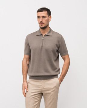 Stefano Ricci Brown wool, cashmere and silk polo shirt W505507P31W26150