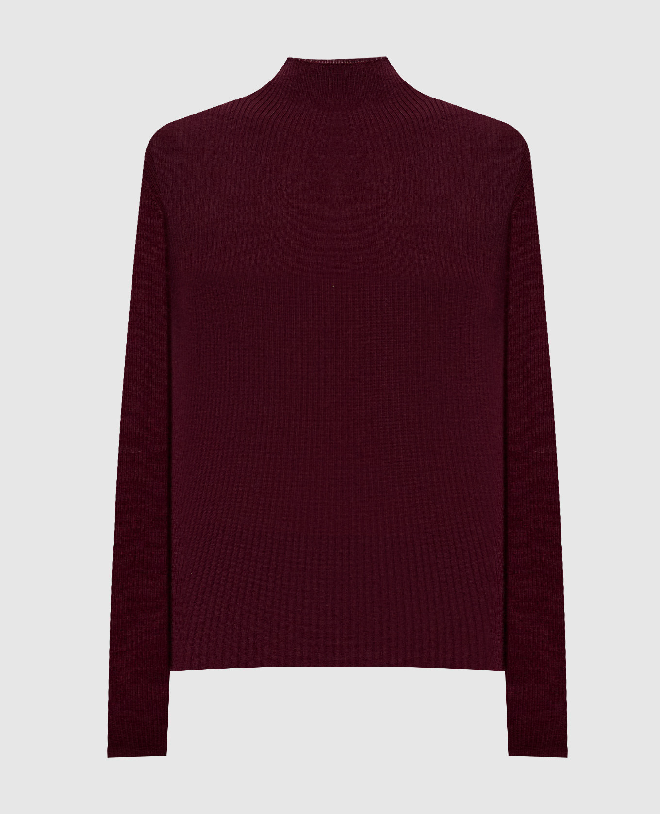 Burgundy ribbed wool turtleneck
