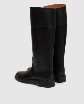 Valentino Black leather boots with emblem 9W2S0QA0KIU