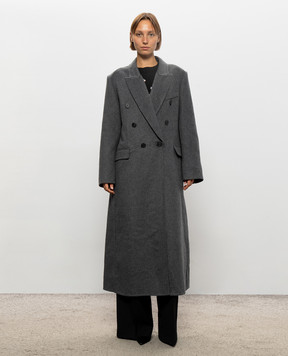 Victoria Beckham Gray double-breasted coat with wool 1126WCT006440B