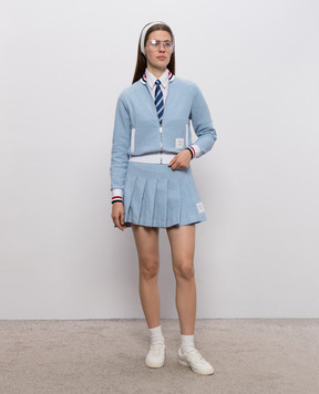 Thom Browne Blue pleated skirt with logo patch FJK155AJ0194