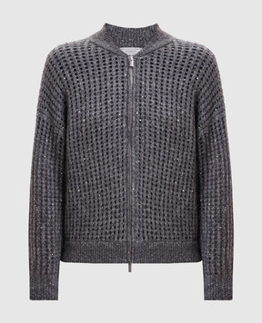 Peserico Gray alpaca cardigan with sequins A99248F05G9100