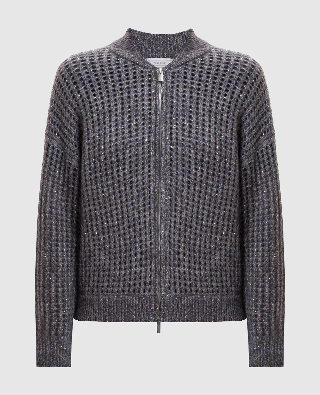 Gray alpaca cardigan with sequins