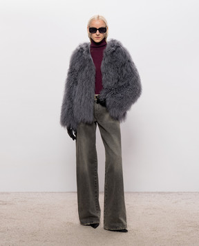 Rindi Gray fur coat with hood 085MG026
