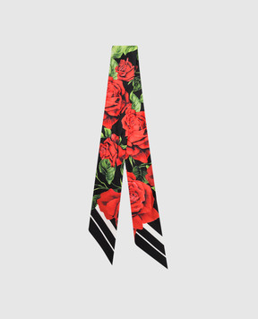 Dolce&Gabbana Black printed silk twill ribbon FS215AGDDW2