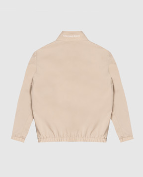 Stefano Ricci Children's beige windbreaker with emblem patch Y6J4100010PL001HSACJ6