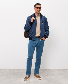 Stefano Ricci Blue Windsor Check Linen and Silk Jacket MZJ6100050DN29HA