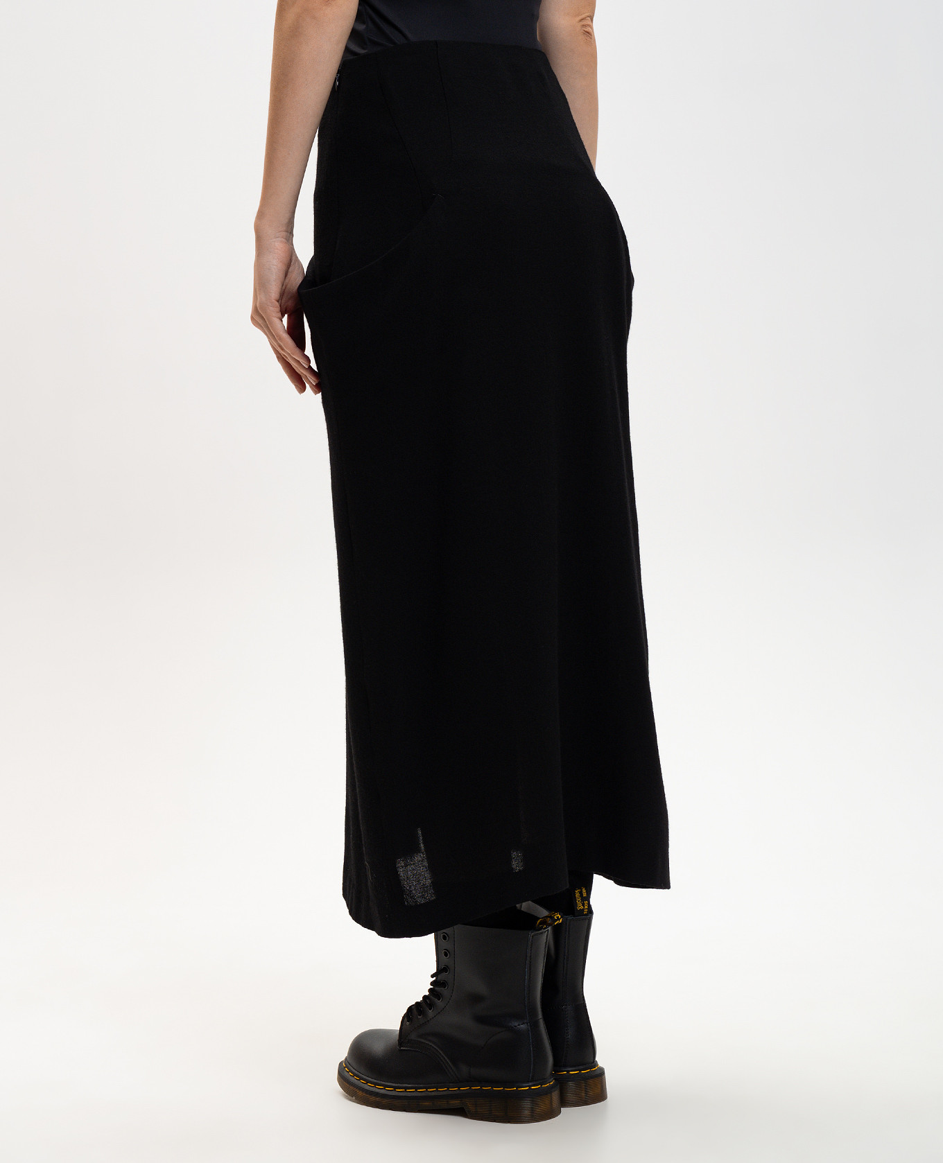 Black midi skirt with wool Y`S Yamamoto 4