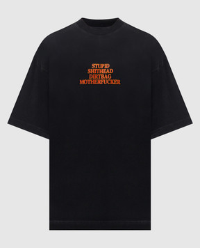Vetements Black T-shirt with contrast print ME76TR221B