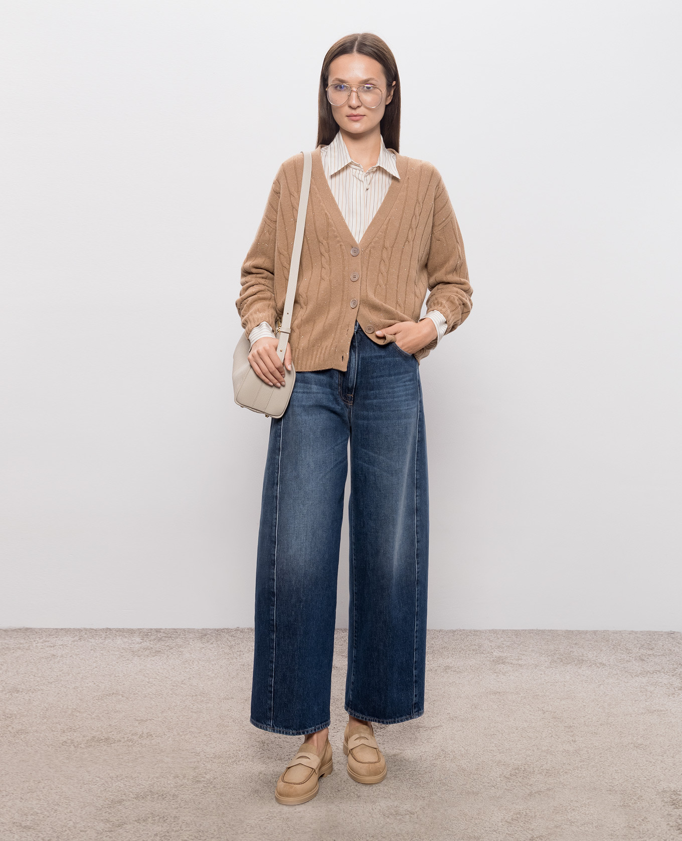 Beige cardigan with wool and silk Peserico 2