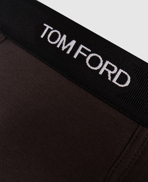 Tom Ford Brown boxer briefs with contrast logo T4LC31040