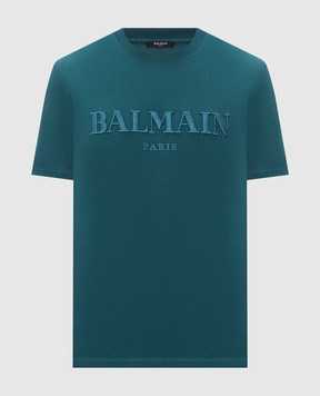 Balmain Green T-shirt with embroidered logo HH1EG000BD60