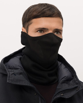 C.P. Company Metropolis Black wool buff with textured logo LAC053A110912A