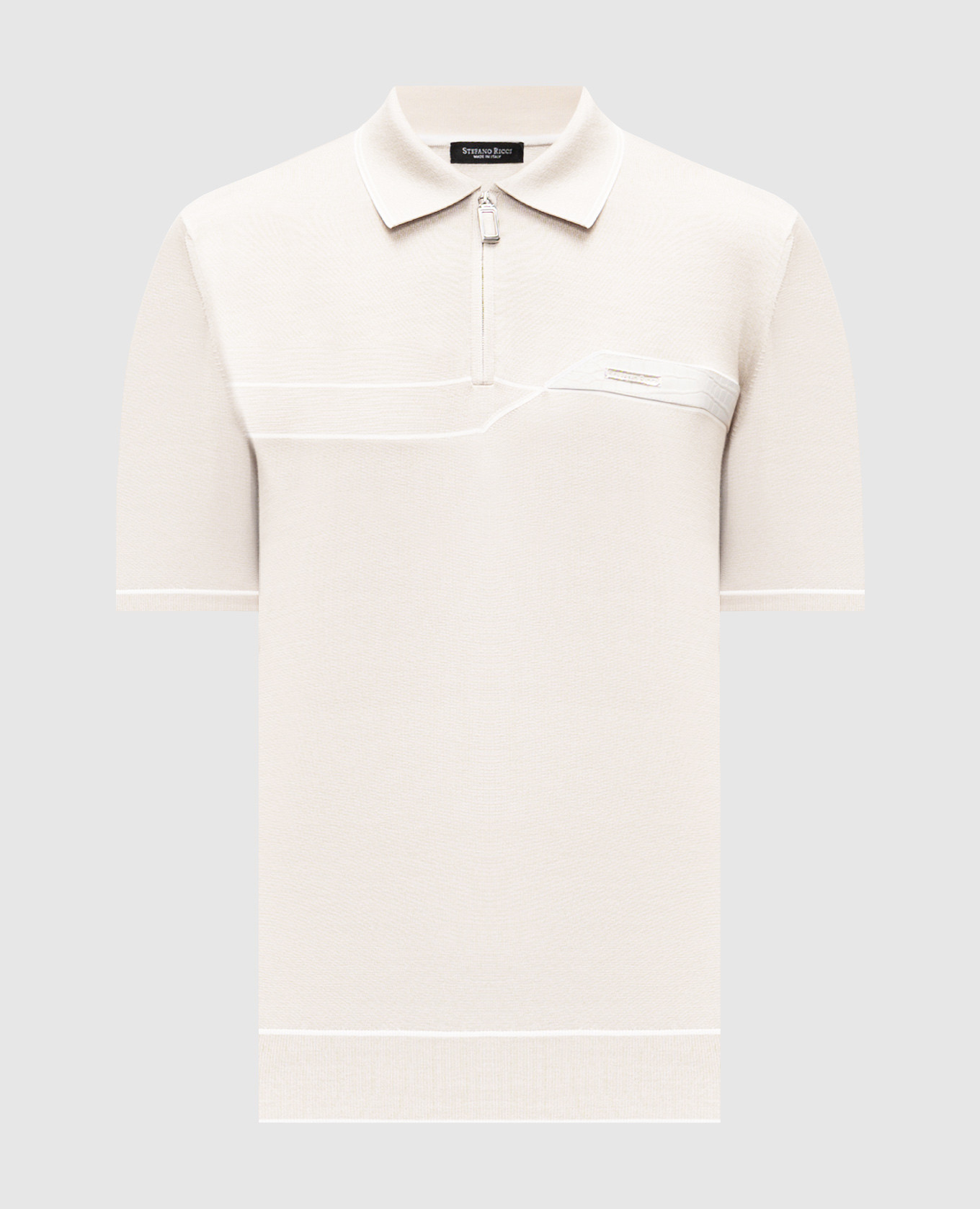 White silk polo shirt with logo
