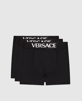 Versace Set of black boxer briefs with logo pattern 10209891A14783