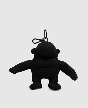 Juun.j Black monkey keychain with embroidered logo JC678ZP005