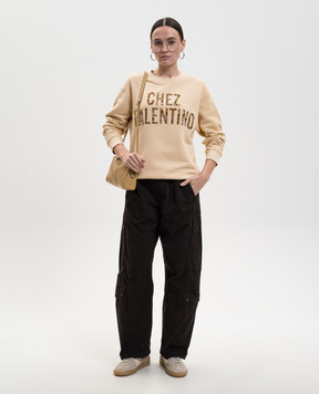 Valentino Beige sweatshirt with Chez Valentino patch 8B3MF25FA4T