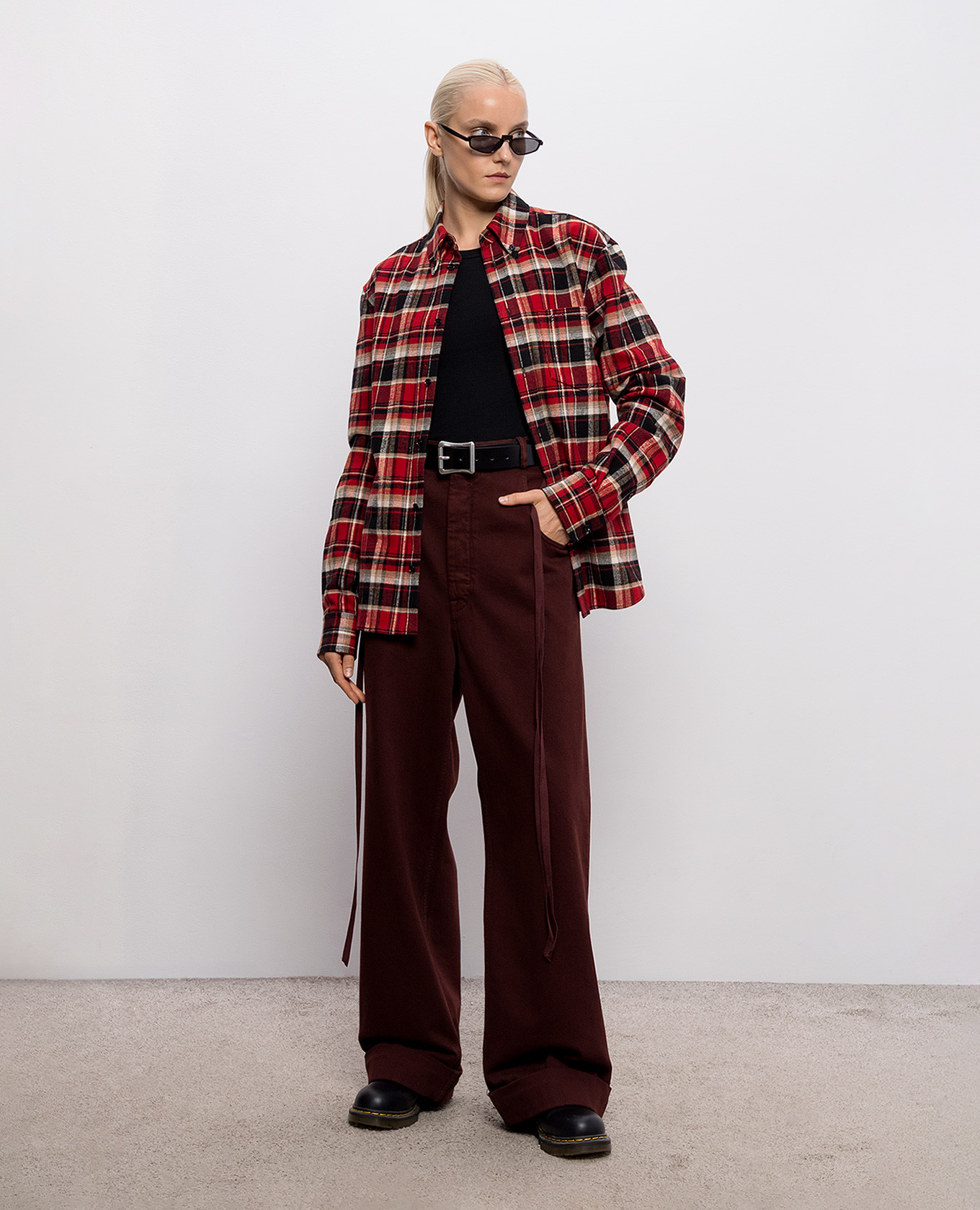 Kristel burgundy jeans with ribbons Ann Demeulemeester 2
