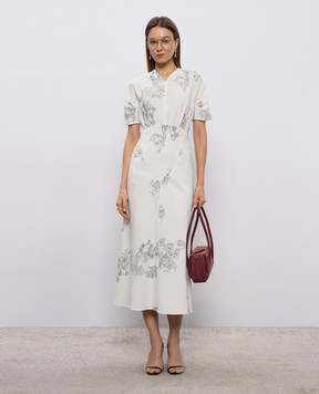 Victoria Beckham White floral print midi dress 1126WDR007038B