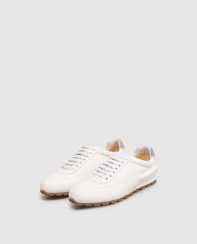 Doucal's White leather sneakers with a monil chain DD8903JULTPZ854