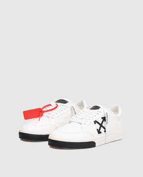Off-White White Vulc Low Leather Sneakers with Emblem OMIA293C99LEA002