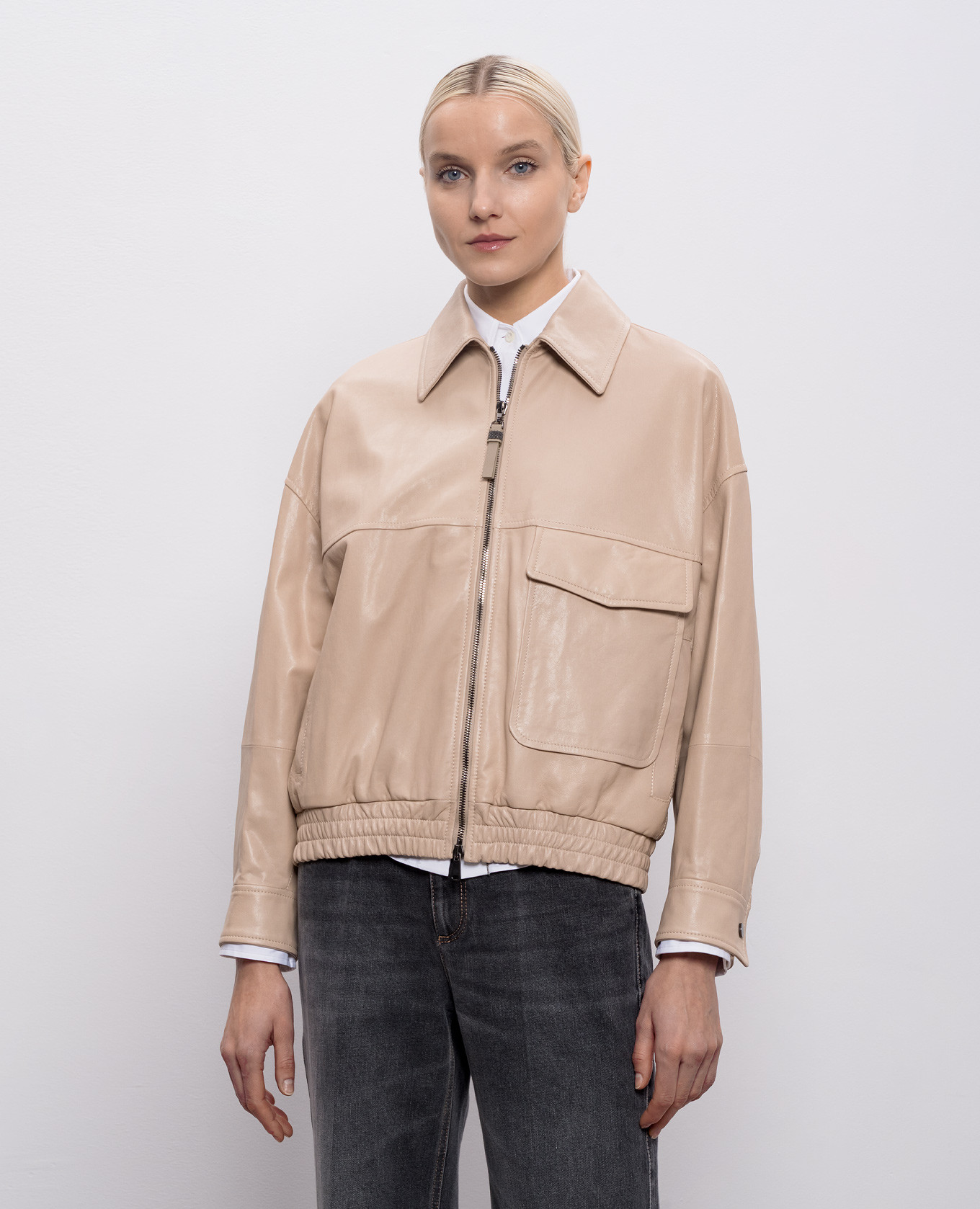 

Beige leather jacket Brunello Cucinelli