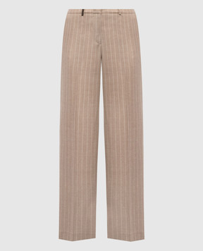 Peserico Brown striped wool pants A0406703362