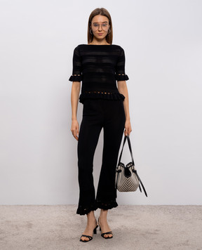 Twinset Black openwork top with logo 261TP3082