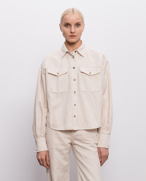Brunello Cucinelli Beige denim shirt with linen ML996NC206