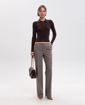 Twinset Brown polo with piping 262AP3212
