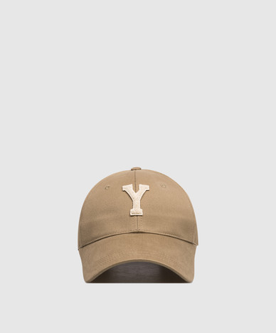 Beige Varsity cap with patch