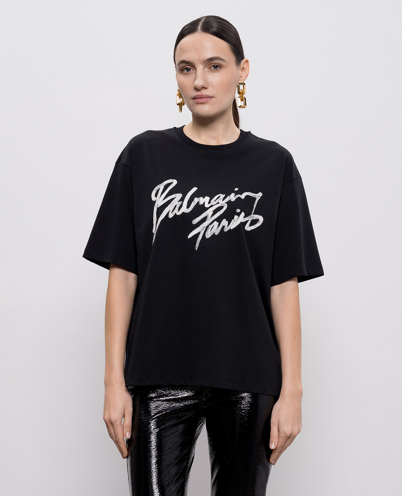 

Black t-shirt with logo print Balmain
